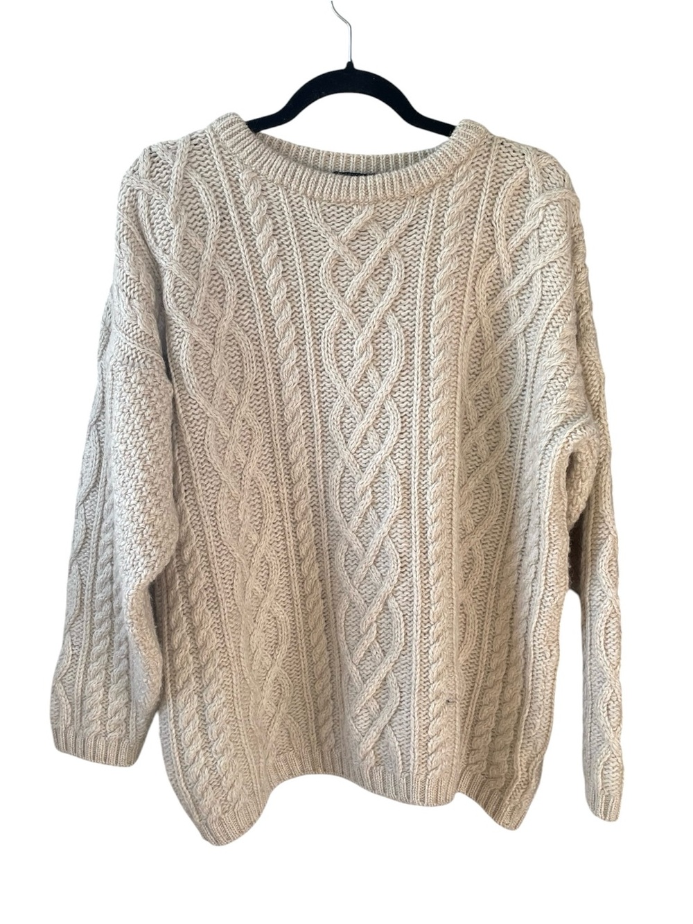 DOOGAN Vintage Wool Donegal Classic Cable Knit Fisherman’s  Sweater Cream M